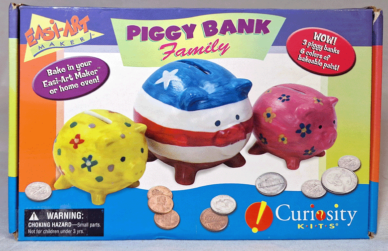 Easi Art Makers Curiosity Kits Piggy Bank Family of 3 Ceramic Painting Kit